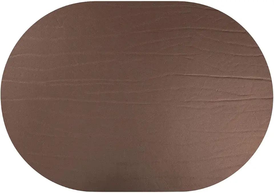 Fortessa Strata Leather Placemat, 13.3 x 16.5 Oval Placemat (Set of 4), Bronze
