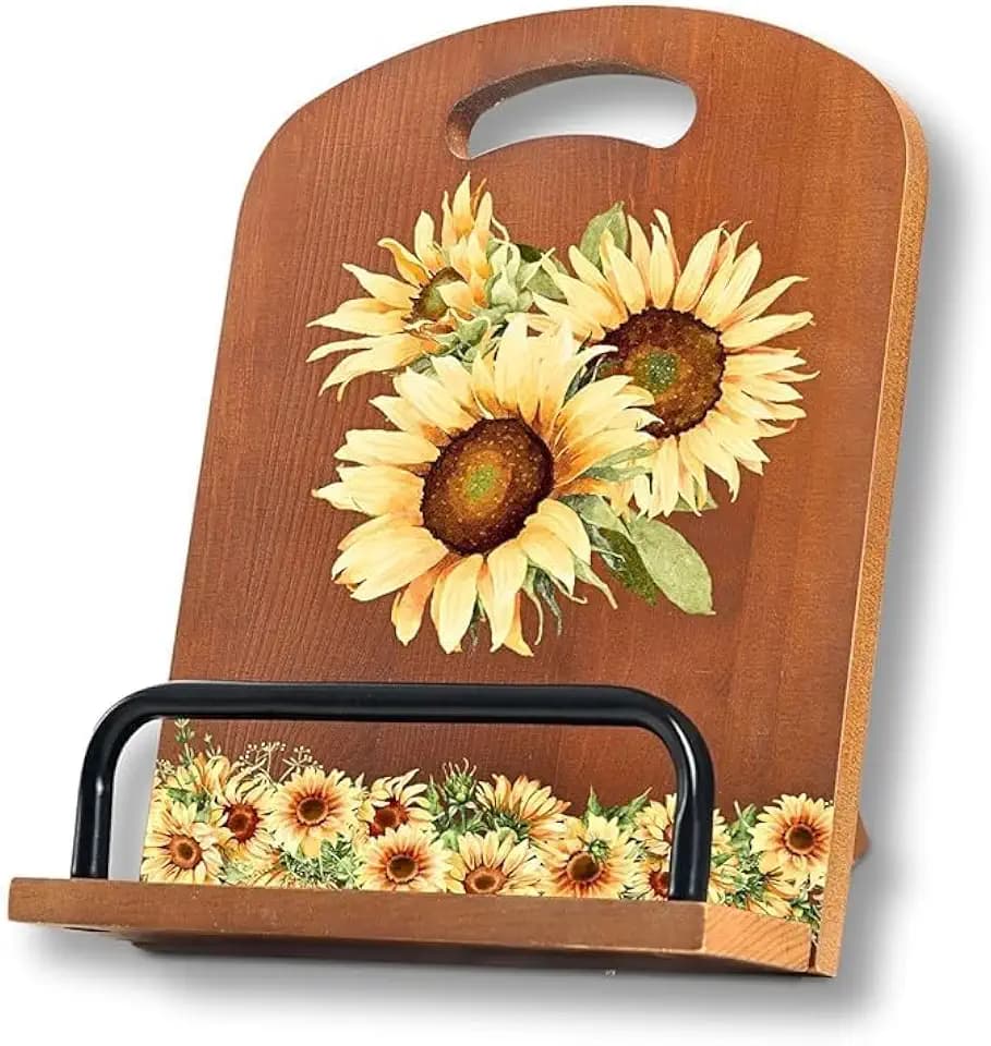 INNObeta Cookbook Stand for Kitchen Counter, Adjustable Tablet Recipe Book Holder, Perfect Gifts for Women, Mom, Grandma on Birthday, Unique Kitchen Decor, Sunflower
