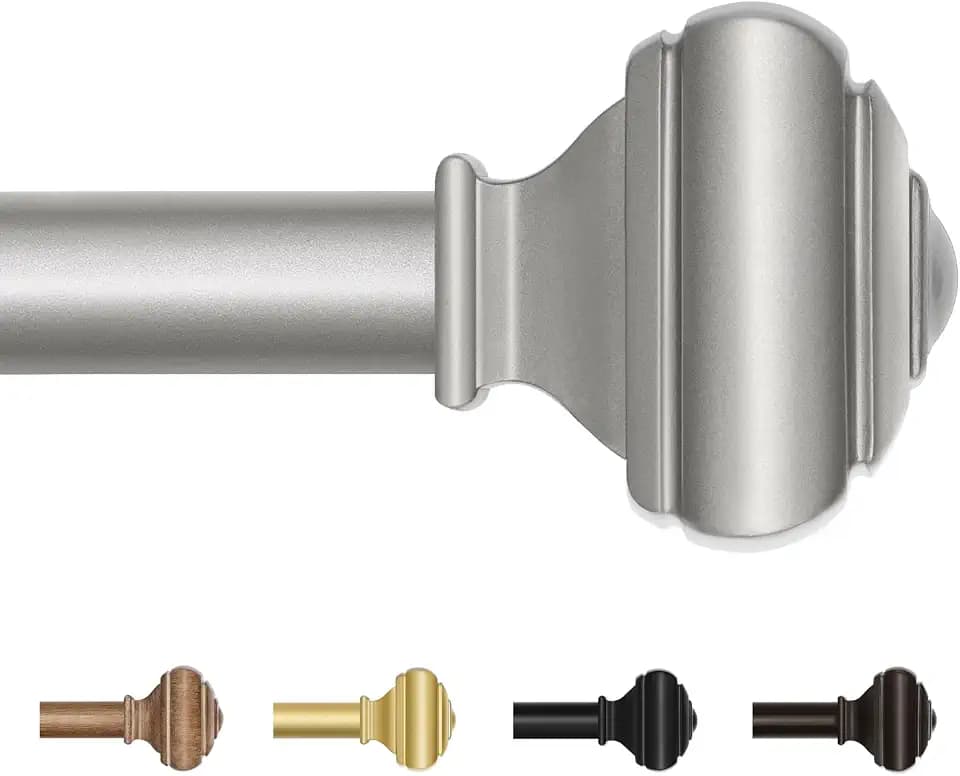 USFOOK Curtain Rods for Windows 48 to 84 Inch, Antique Silver, Metal