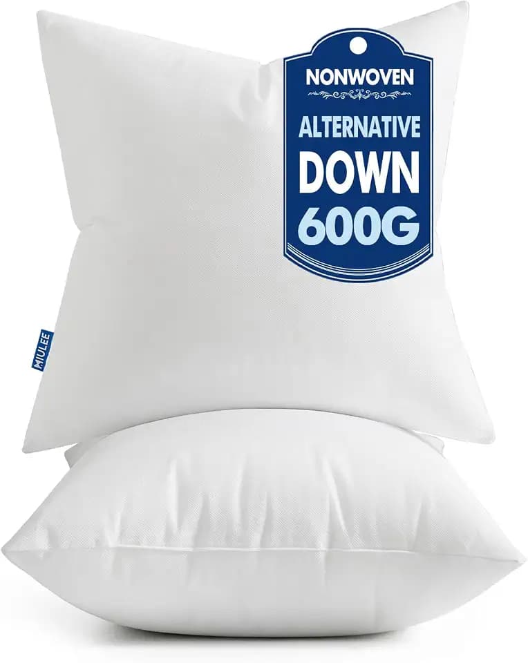 MIULEE Set of 2 Throw Pillow Inserts 20x20 Inches with 100% Virgin Filling
