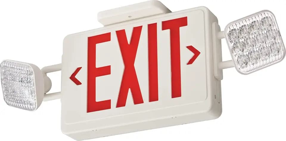 Lithonia Lighting Basics LED Exit Sign and Emergency Light Combo, White