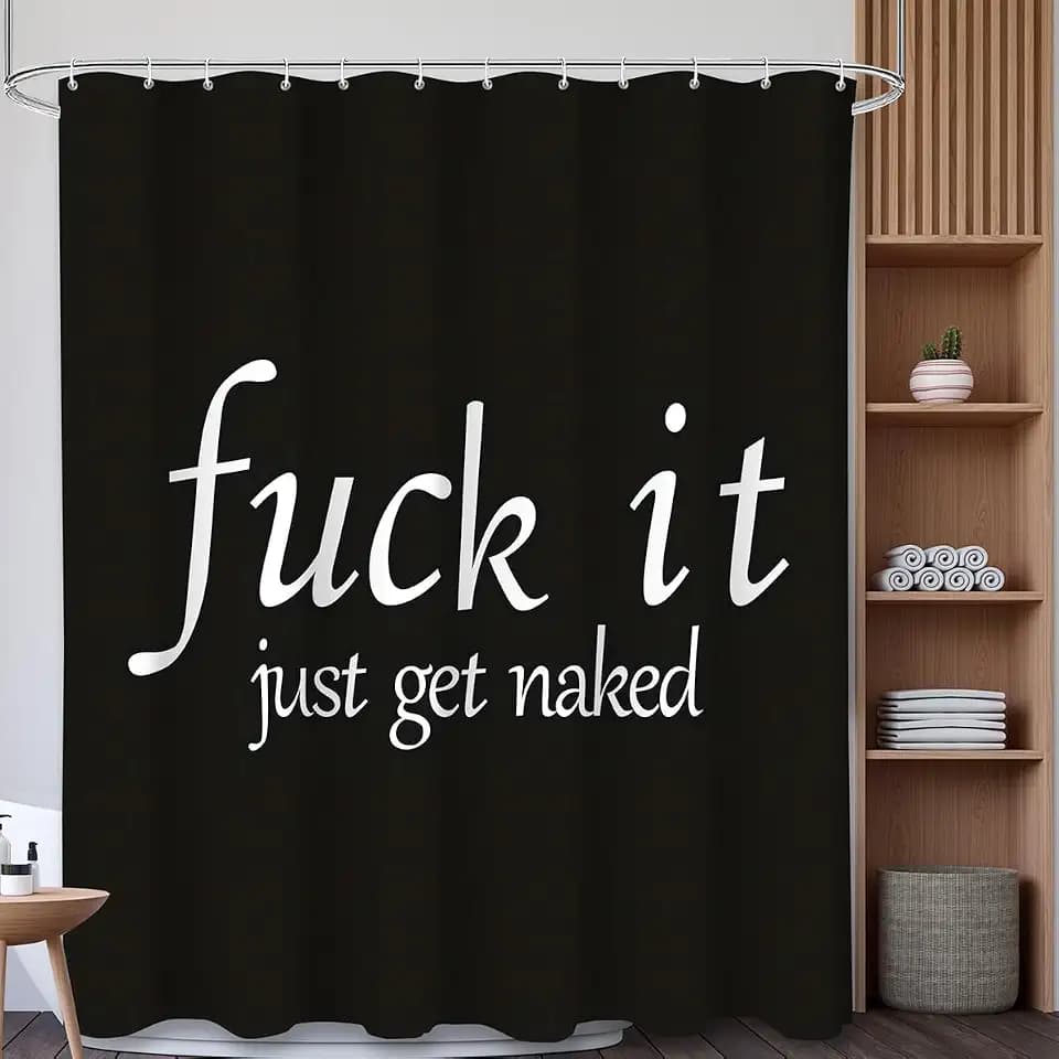 Get Naked Shower Curtain Bathroom Set, Funny Black Durable Waterproof Polyester Shower Curtain for Bathroom Bath Decor with 12pcs Hooks 71x71inches