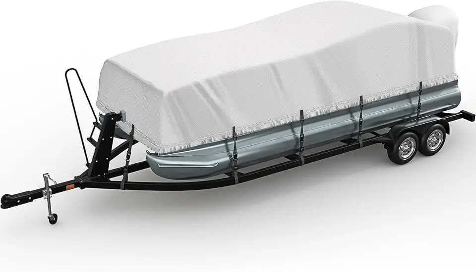 Pontoon Boat Cover 25-28ft, 1200D PU Heavy Duty Waterproof Cover