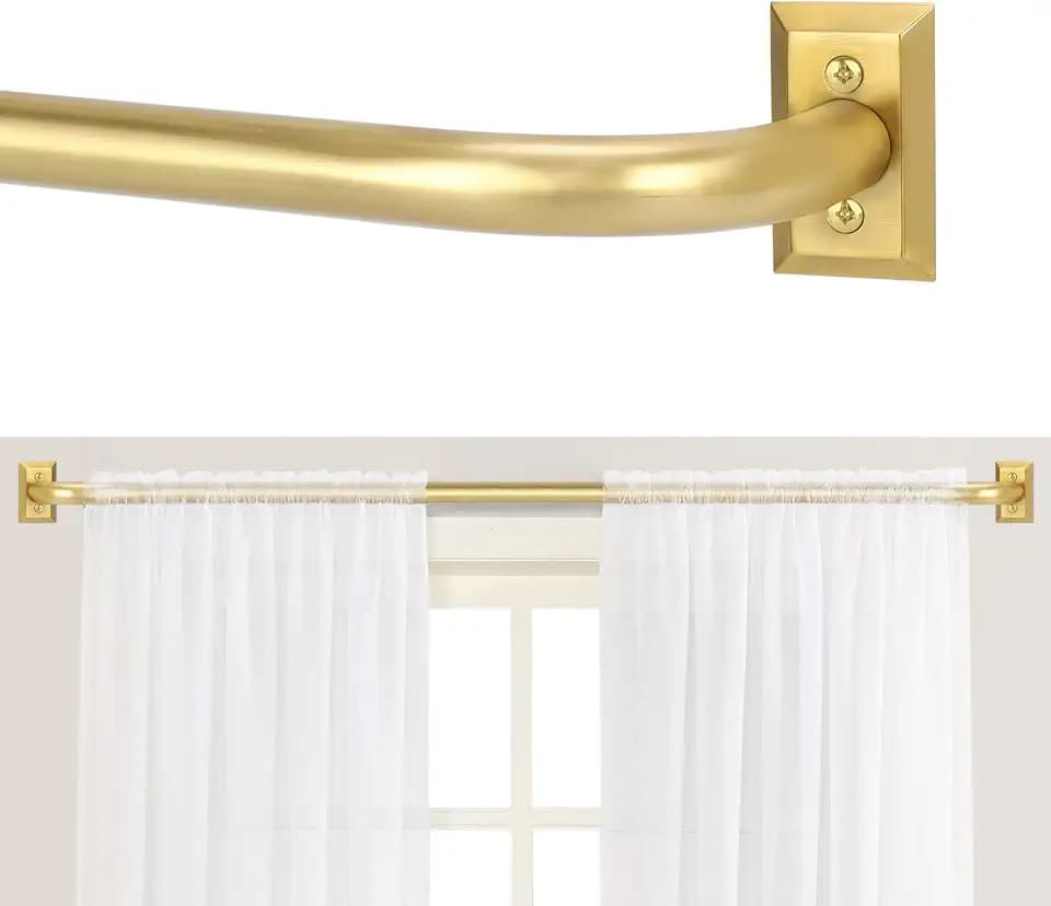 TANGWIN Wrap Around Blackout Curtain Rod,1" Heavy Duty 66-120",Brushed Gold