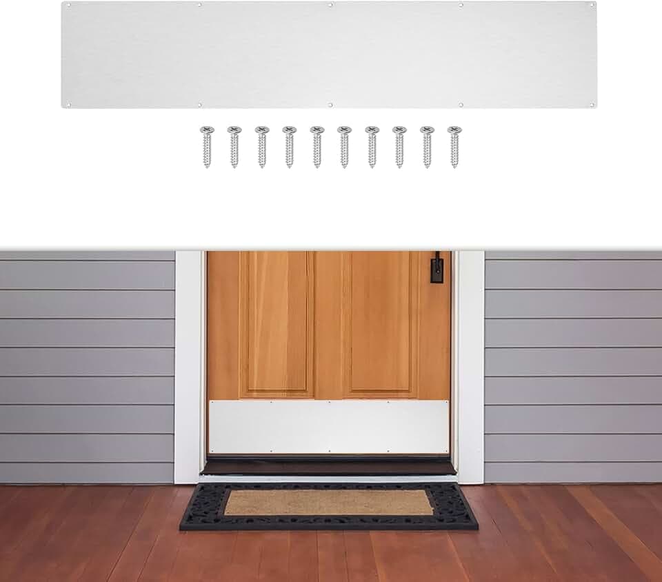 1 Pcs Door Kick Plates - 10 x 30 Inches Door Push Plate (Silver)