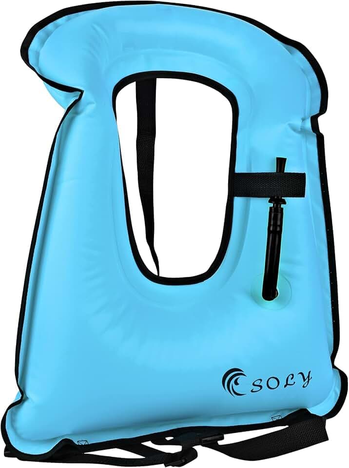 SOLY Inflatable Snorkel Vest Adult, Snorkeling Vest Adjustable Light Snorkeling Jackets for Diving LowImpact Water Sports Safety