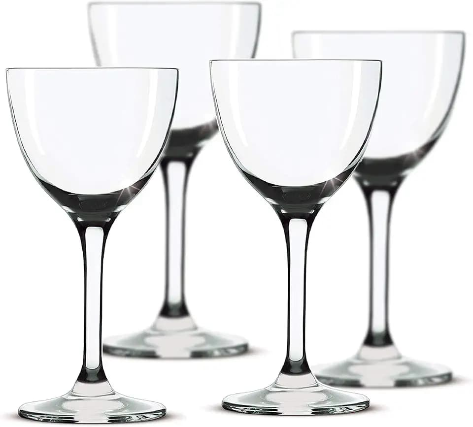 Nick and Nora Coupe Cocktail Glasses - Handblown Vintage Coupe Glasses to Serve a Manhattan, Martini, Aperitif, Algonquin, or Port Wine, 5-ounce Set of 4 or 2 (Plain, 4)