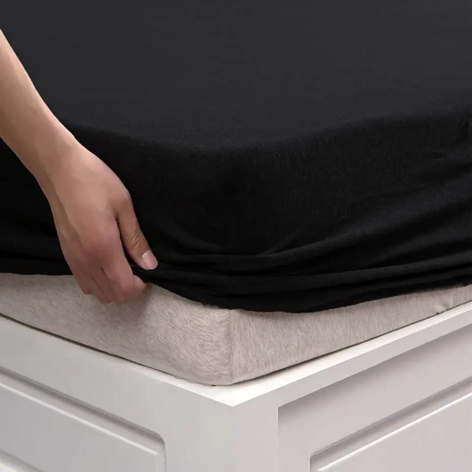PURE ERA Jersey Fitted Sheet Only Solid Black King