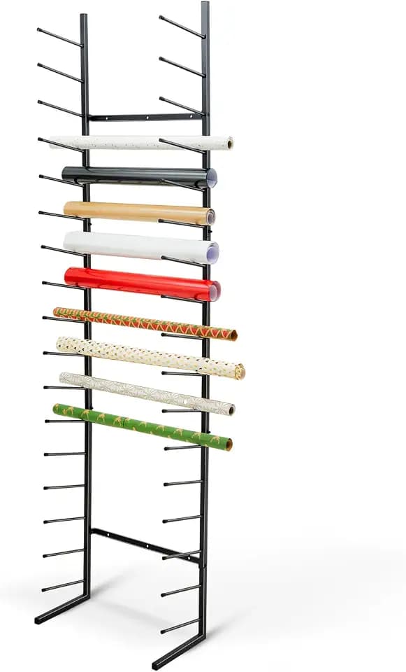 Gisafai 9/17 Tier Wall Mount Blueprint Storage Rack Hanging Vinyl File Roll Poster Display Rack Vertical Art Print Blueprint Holder for Plan Organization(84 x 21 x 11 Inches)