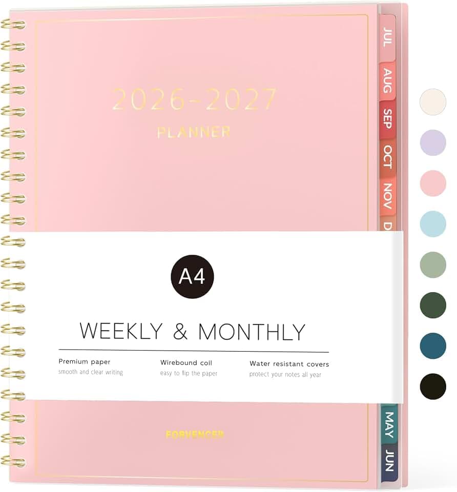 Forvencer Academic Planner 2026-2027, Weekly & Monthly Calendar Planner, A4