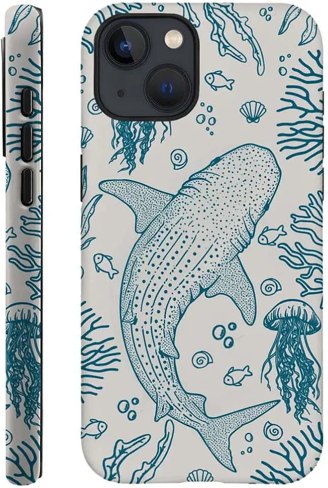 DAIZAG Case Compatible with for iPhone 14,Whale Shark Ocean Coral Reefs Jellyfish Phone Case for iPhone 14 for Girl Women Boy Men