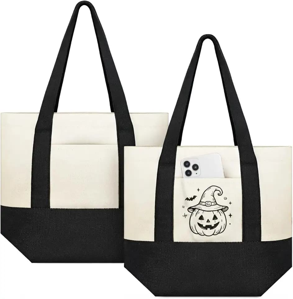 Amylove 1 13 x 11 Mini Canvas Tote Bag Sublimation DIY, Black