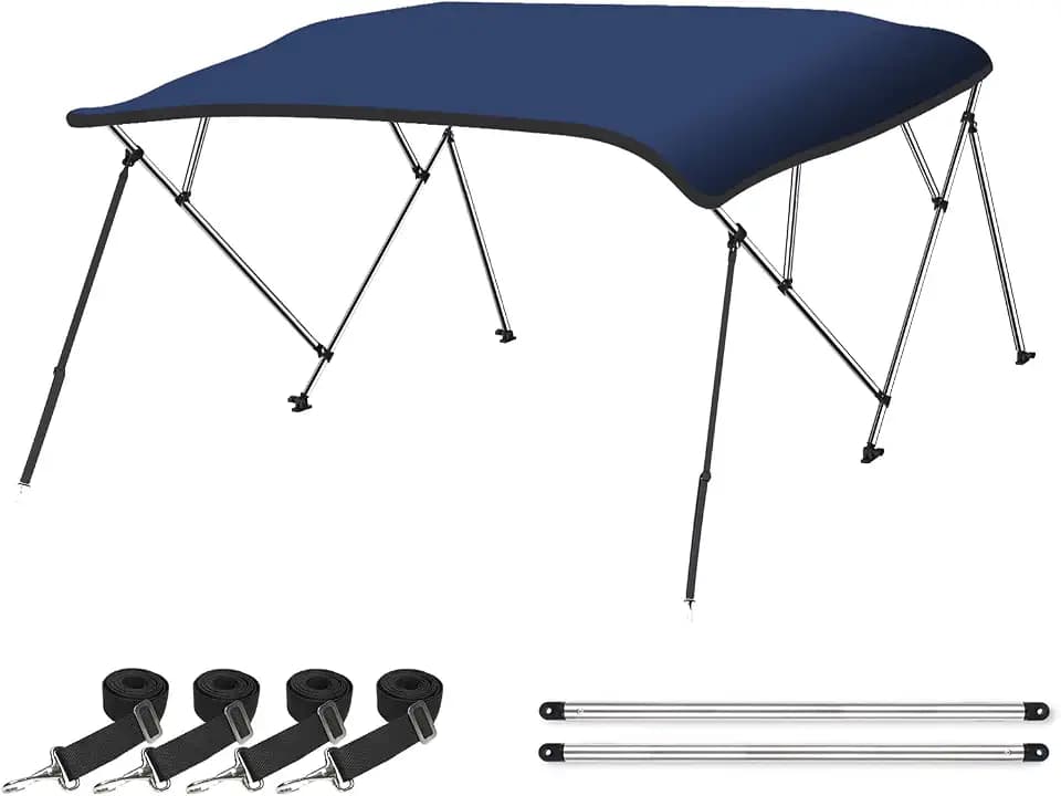 Naviskin 3 Bow & 4 Bow Bimini Top for Boats, 10 Colors, 13 Sizes
