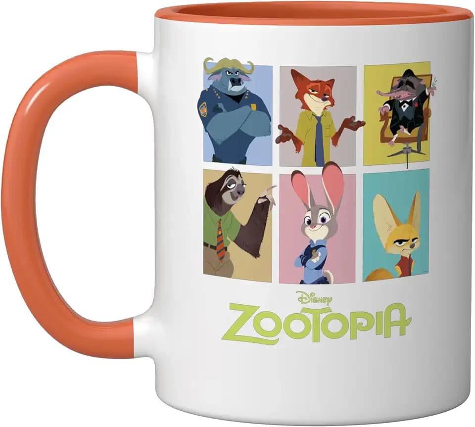 Disney Zootopia Characters Grid Ceramic Mug, Orange/White, 11oz