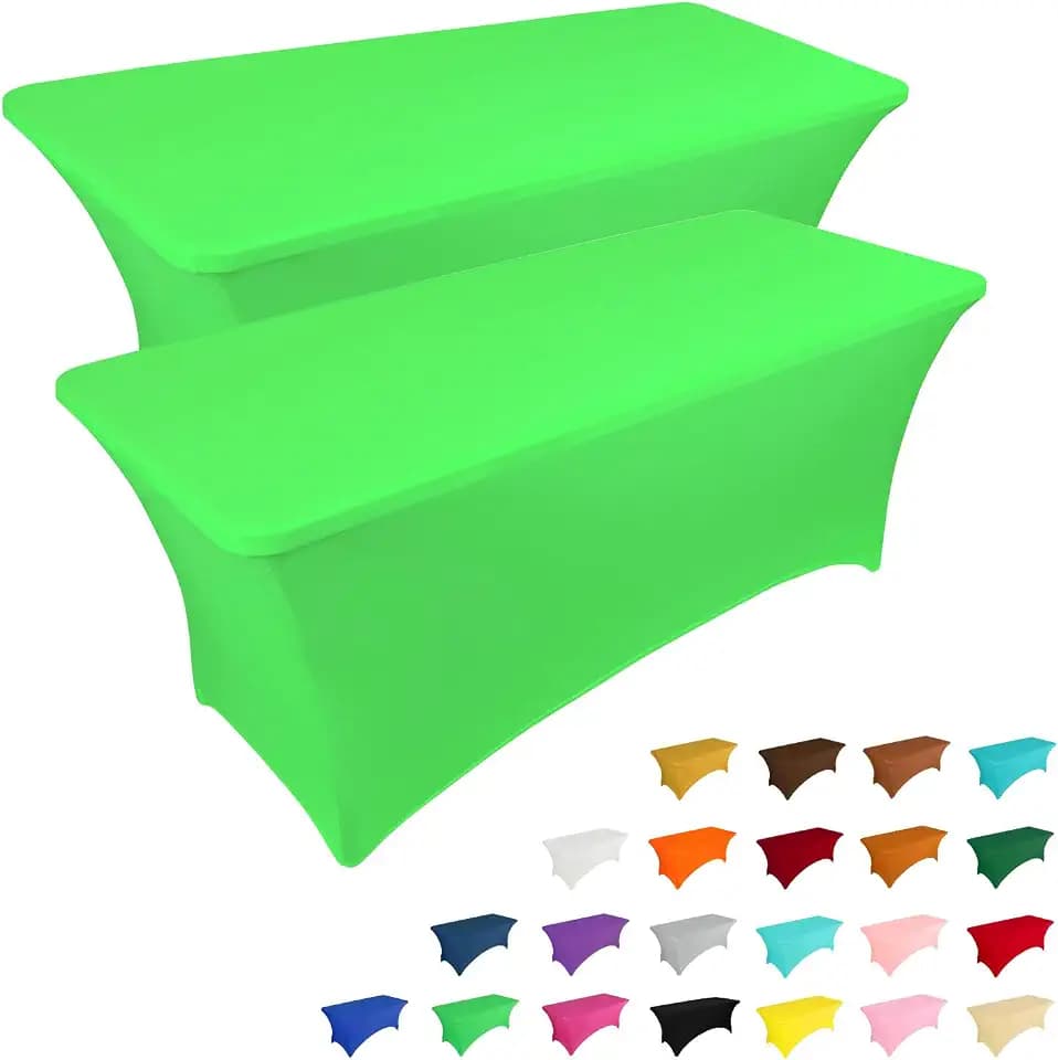 IVAPUPU 2 Pack 4FT Table Cloth for Rectangular Spandex Green Table Cover