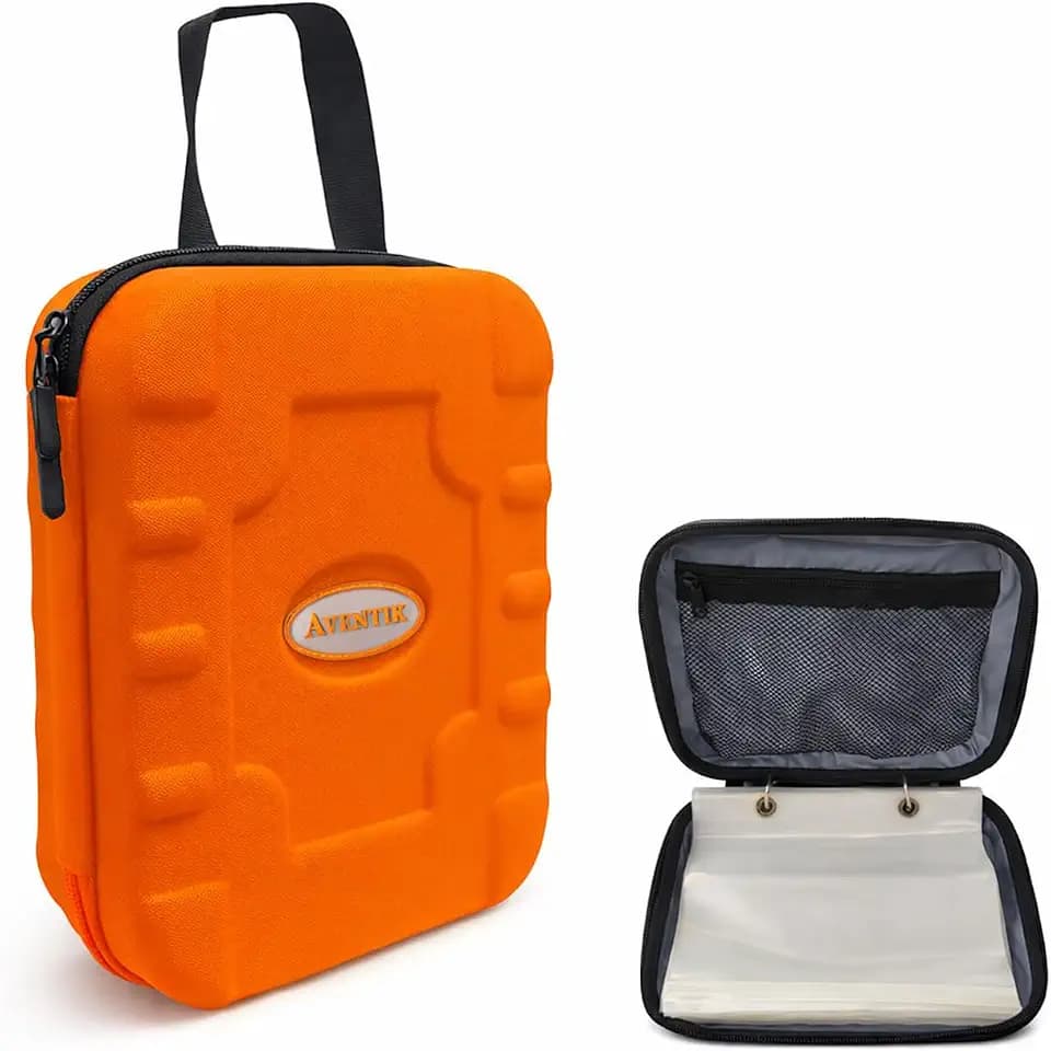 Aventik Fishing Tackle Binder Hard EVA Shell Cover Fishing Bait Organized Storage Saltwater Resistant Fishing Tackle Storage Bag(orange)