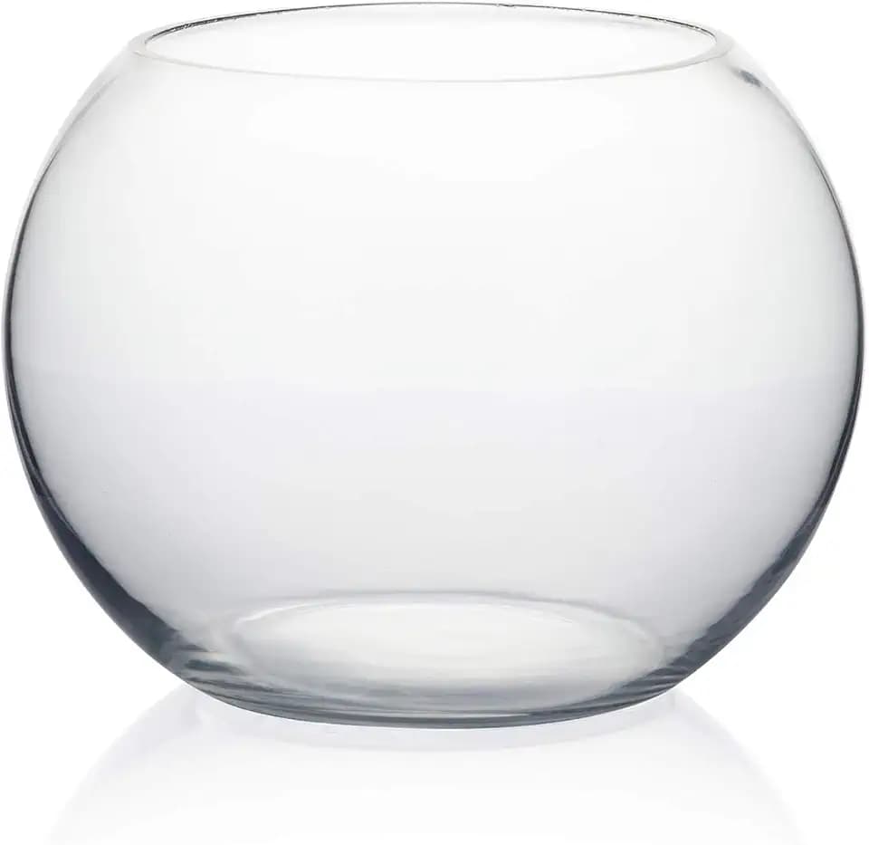 WGVI Bowl Glass Vase, Diameter 8", Height 6", Open Width 5", (Multiple Sizes Choices) Clear Bubble Planter Terrarium Fish Bowl for Wedding Event Home Decor, 1 Piece (VBW0008A)