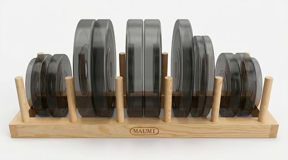 MAUMI Weight Rack for Home Gym - Storage Bumper Plate Rack Holder from Wood