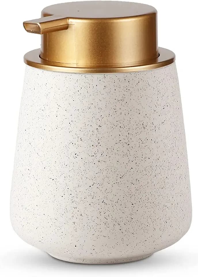Soap Dispenser, Ceramic Foaming Soap Dispenser - 12 oz Bathroom Hand Pump Dispenser Bottles Pump for Kitchen Bathroom(Gold Nozzle)