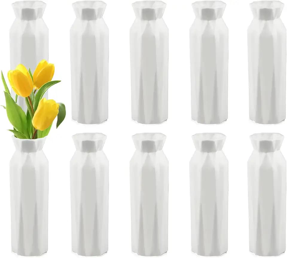 10 Pack Composite Plastic Flower Vase White Plastic Flower Vases