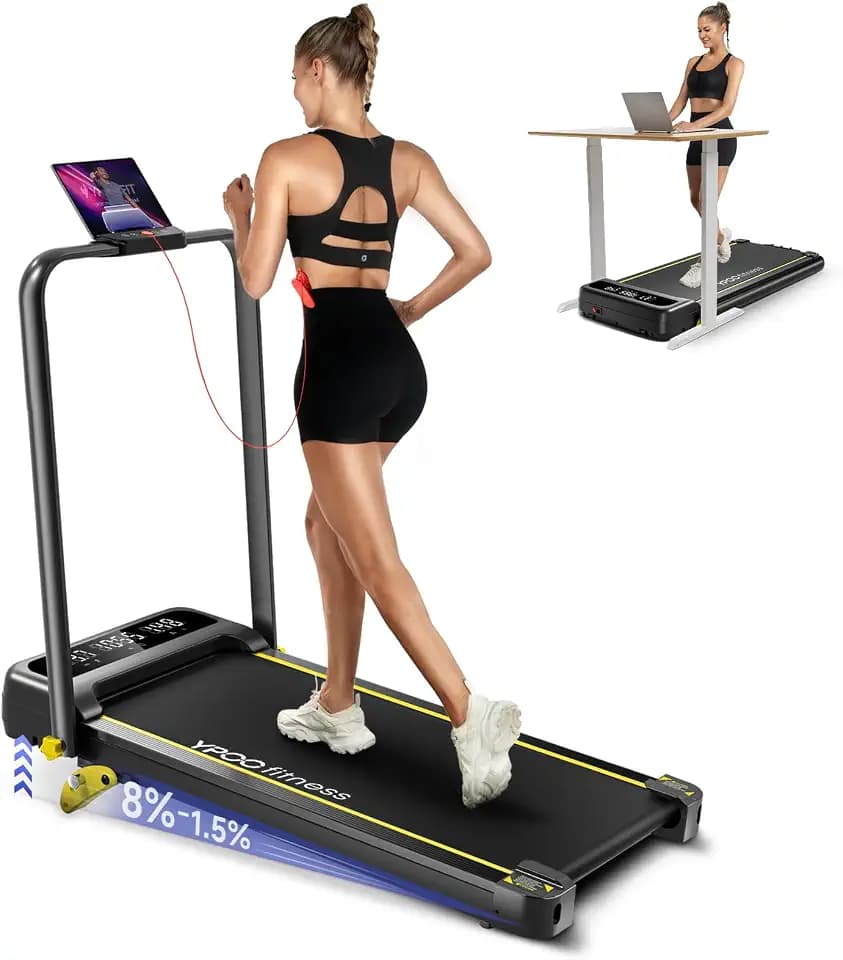 YPOO Walking Pad Incline, Treadmills for Home, Handle Bar, Foldable