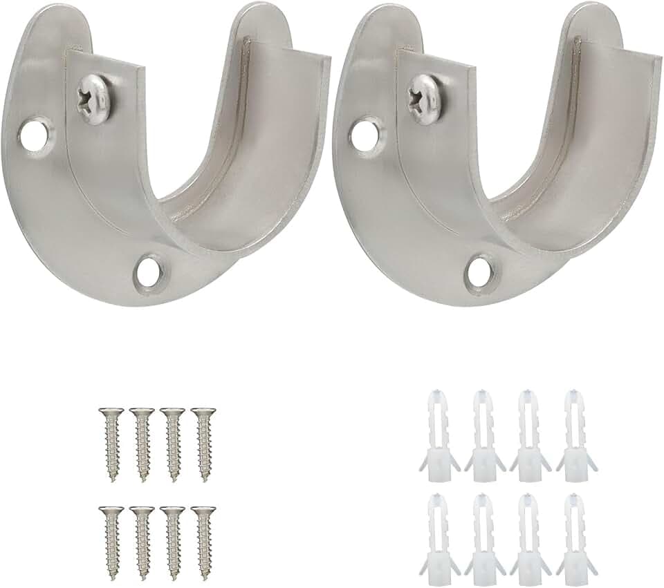Jiozermi 2 Pcs 1 1/4 Inch Stainless Steel Closet Rod Brackets,Silver