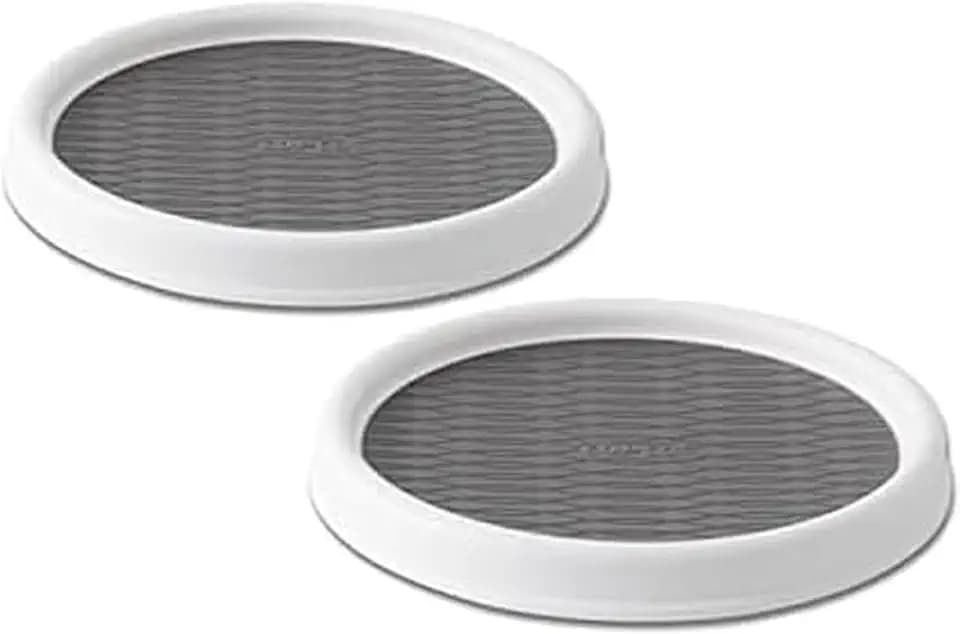 Copco Lazy Susan Turntable Organizer Set of 2, 9 Inch Rotating Cabinet and Pantry Storage, Nonslip Surface with Outer Rim, Wipe Clean