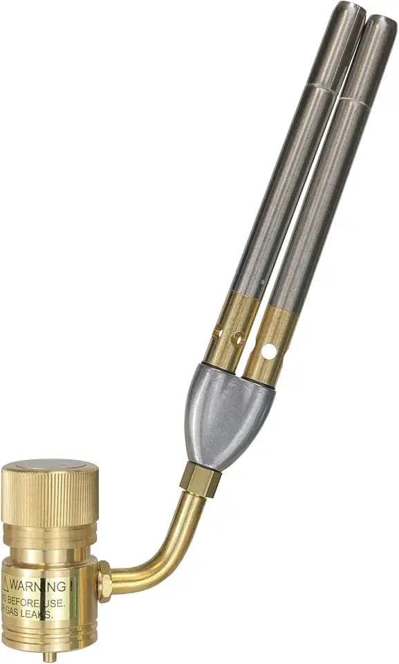Professional Double Flame Propane MAPP Gas Torch, 360° Swivel Brazing Soldering Plumbing HVAC Torch, Heavy Duty Welding Kit 3600°F High Intensity Brass Regulator by HCPRO BLAZE HCBZT2
