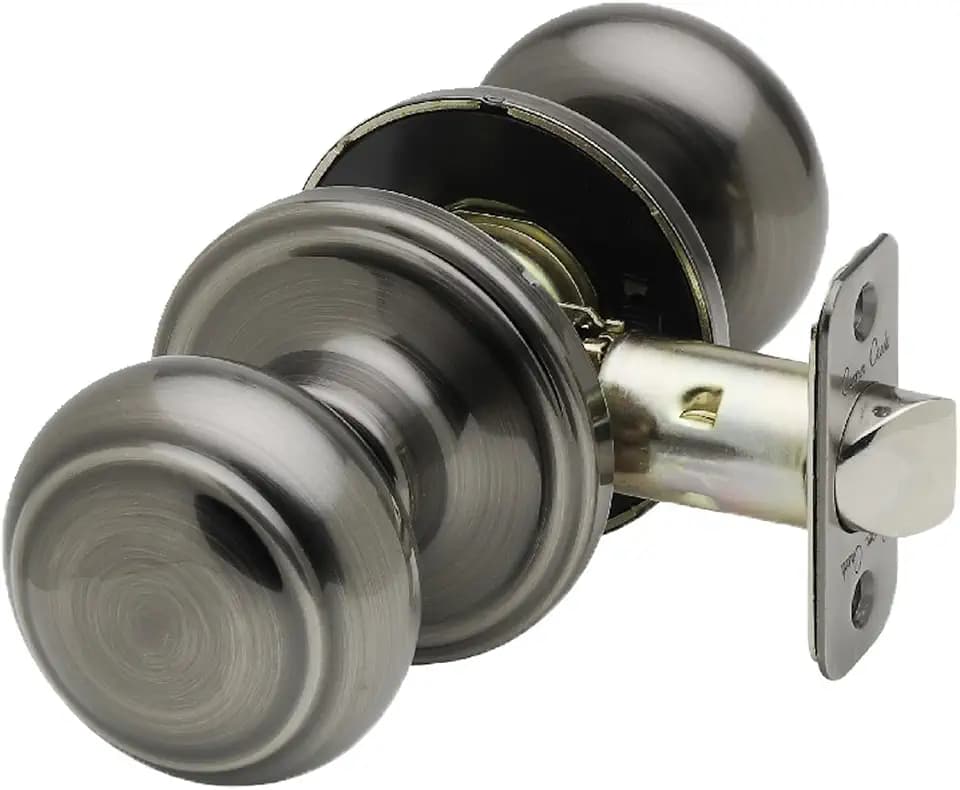 Copper Creek Colonial Passage Interior Door Knob – ANSI Grade-3 Certified, Modern Heavy Duty Handle, Easy Install and Reversible for Bedroom, Bathroom and Closets – Antique Nickel (1 Pack)