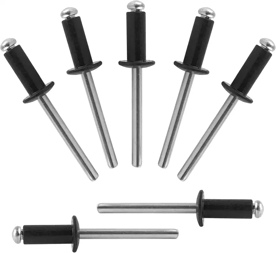 ALLCLEAN 155 Pcs 3/16" x 1/2" Black Aluminum Blind Rivets,4.8 x 12mm Pop Rivets,Aluminum Grip and Steel Mandrel