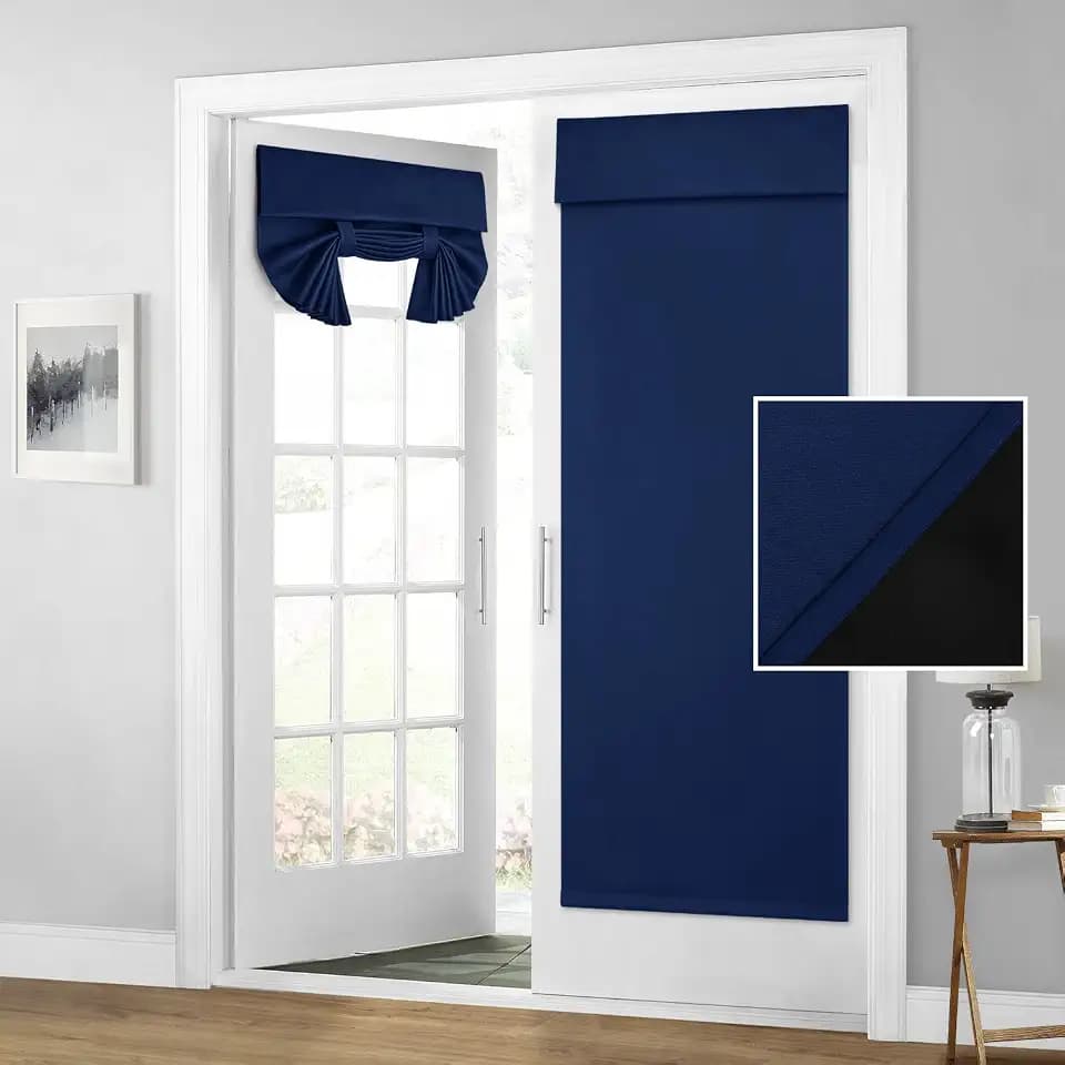 HOMEIDEAS 100% Blackout Door Curtains for French Door 34x68 Inch