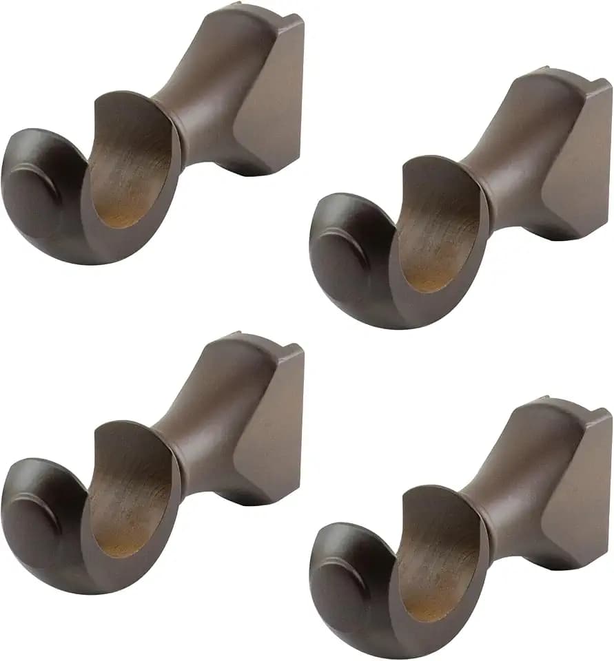 4Pcs Wood Curtain Rod Brackets,1-3/8in(35mm) Diameter,Brown