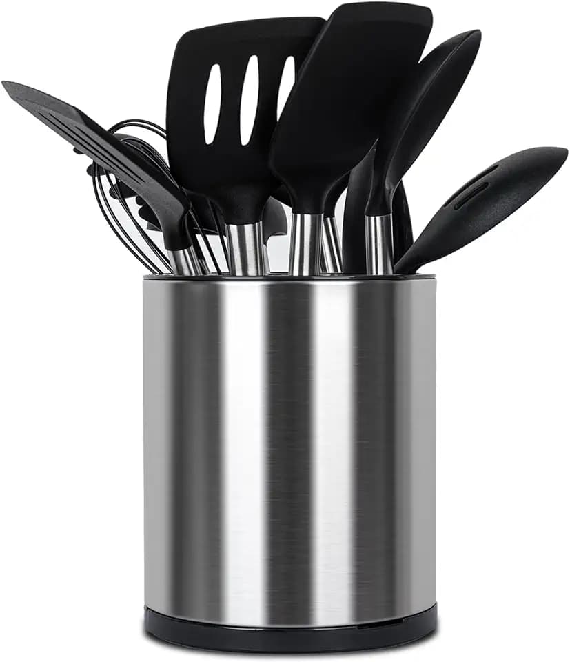 Kitchen Utensil Holder for Countertop 360° Rotating Utensil Caddy Extra Large Utensil Crock Cooking Utensil Holder for Kitchen Counter