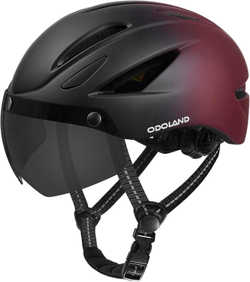 Odoland Adult Bike Helmet with Magnetic Sun Visor for Men Women for Cycling