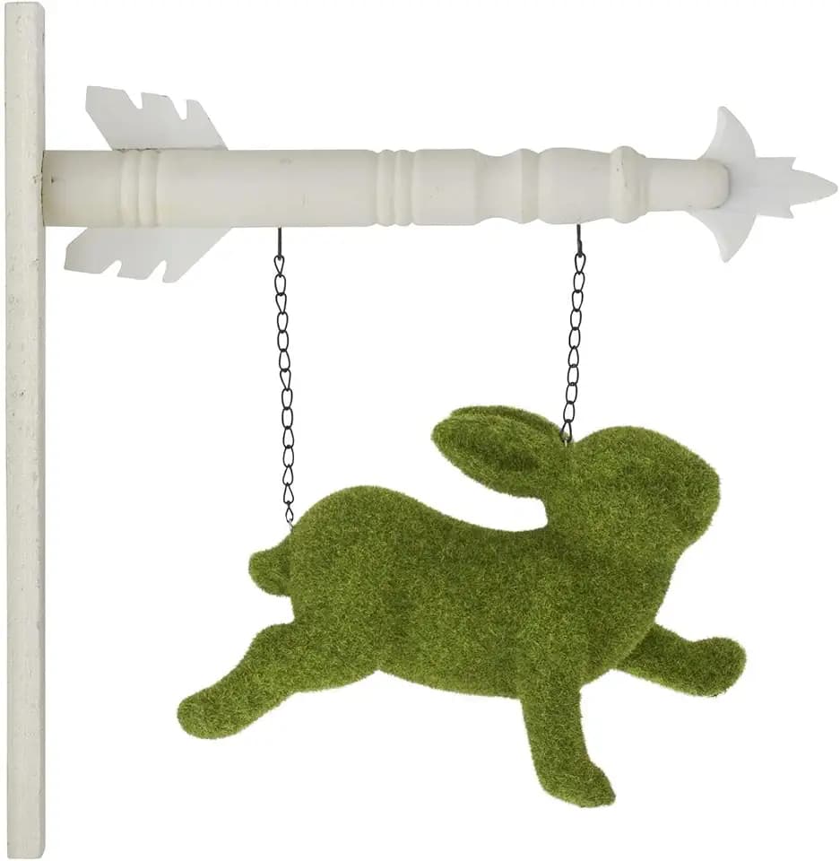 K&K Interiors Flocked Moss Prancing Bunny Arrow Replacement, 11.5-Inch, Resin