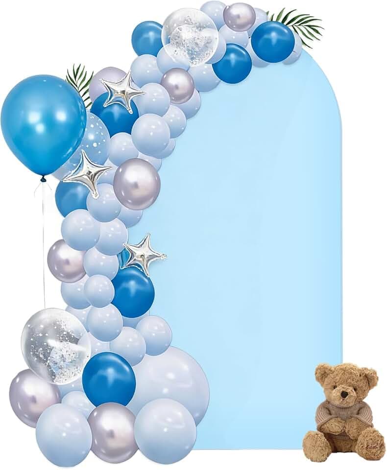Bogen Hintergrund Abdeckung – Doppelseitiger Hochzeitsbogen Backdrop mit runder Oberseite, idealer Fotohintergrund für Hochzeit, Geburtstag, Zeremonie, Party & Bankett Dekoration (Blau, 1x2m)