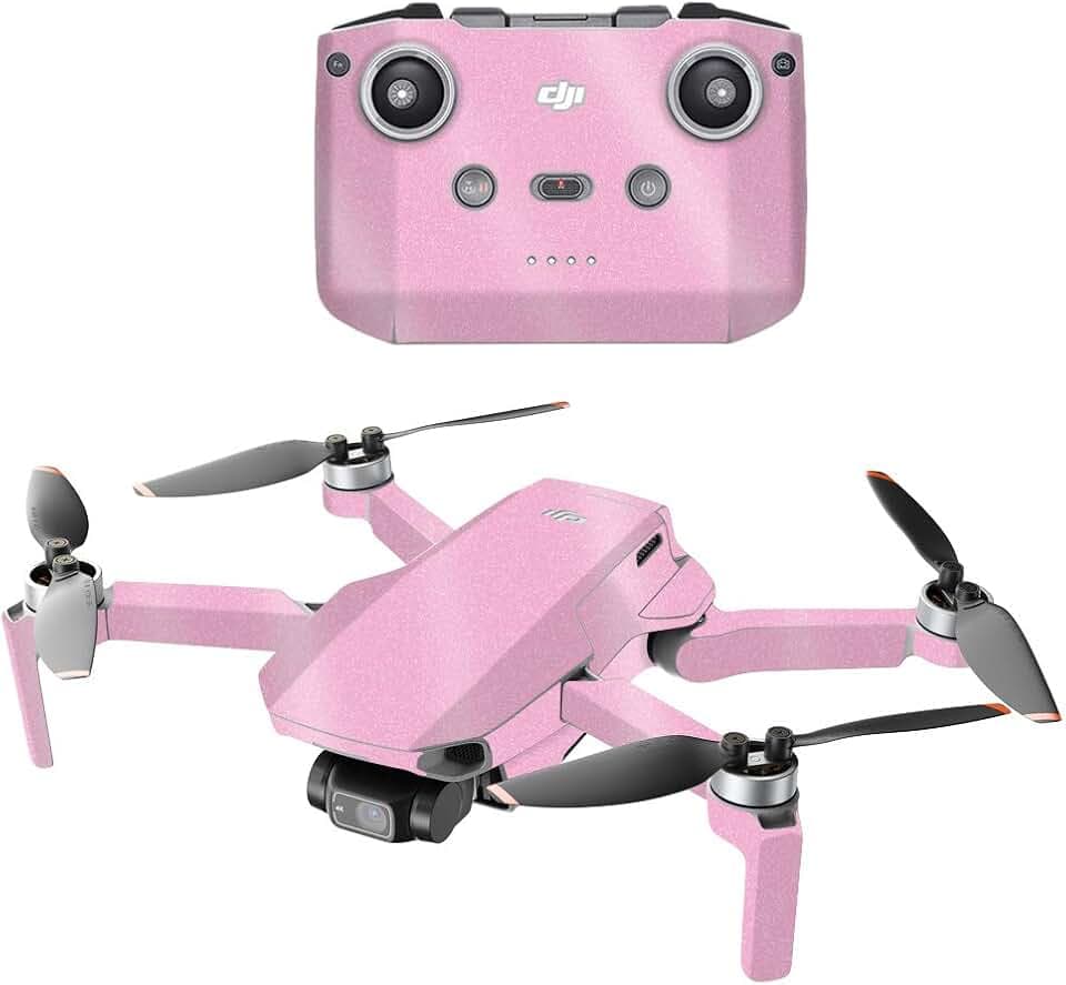 MightySkins Glossy Glitter Compatible With DJI Mini 2 Portable Drone - Solid Pink | Protective, Durable High-Gloss Glitter Finish | Easy to Apply, Remove, and Change Styles | Made in The USA