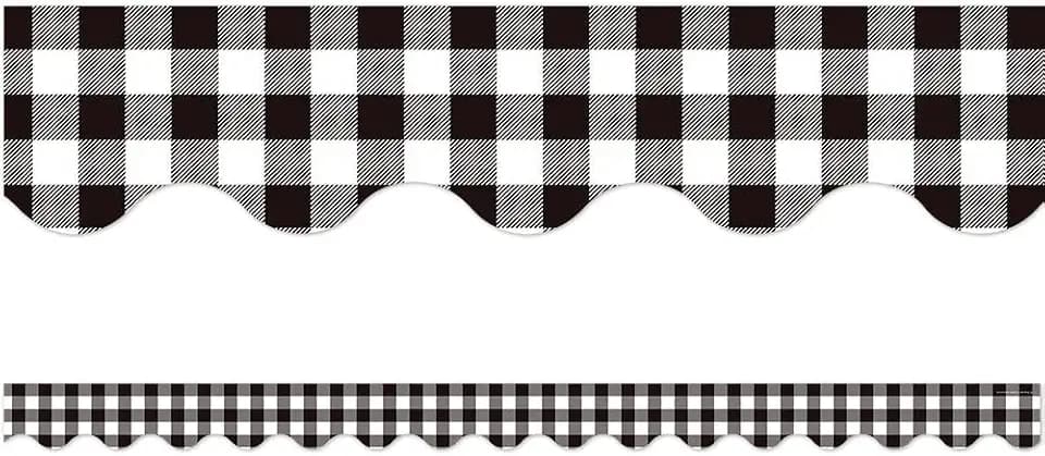 Teacher Created Resources Black and White Gingham Scalloped Border Trim (TCR5817)