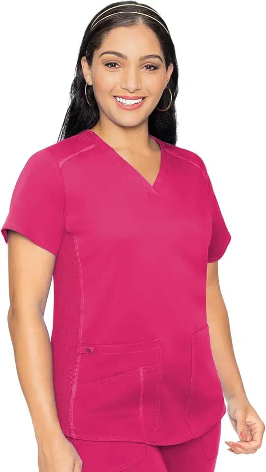 Med Couture Touch V-Neck Scrub Tops Women Classic Fit Nurse Shirt 4 Pockets