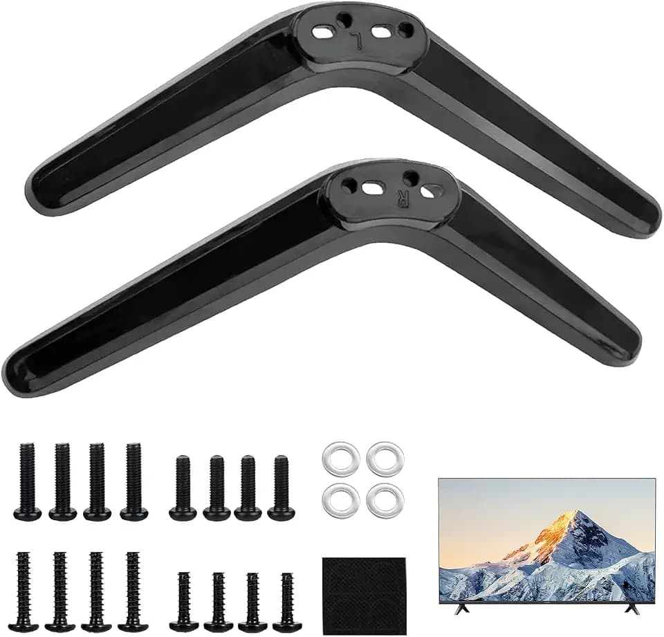 Universal TV Stand mit Anti-Rutsch Pads, Universal Fernseher Standfuß für 32-55 Zoll Flach- und Curved-TVs, ABS Ersatz TV Ständerbeine mit Schraubenset, Stabiler Standfuß für Fernseher bis 45 kg