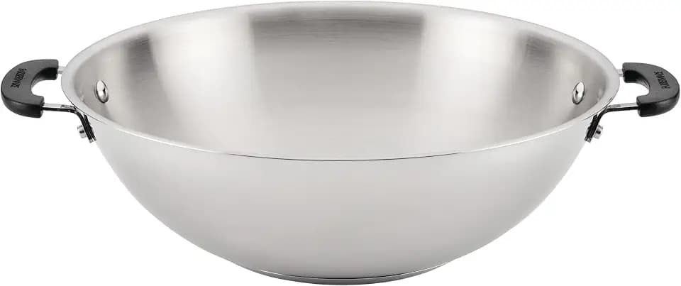 Farberware Brilliance Stainless Steel Wok/Stir-Fry Pan, Induction Suitable, Dishwasher and Metal Utensil Safe, 14 Inch - Stainless Steel