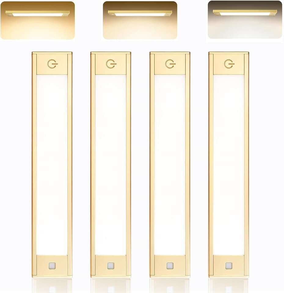 V4light Motion Sensor Cabinet Light, Rechargeable, Dimmable, 4Pcs, 9in
