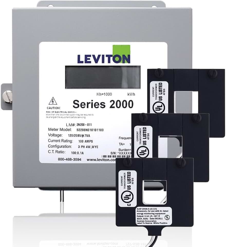 Leviton Series 2000 208V 3P4W 200A Demand Indoor Kit with 3 Split Core CTs, 2K208-2D