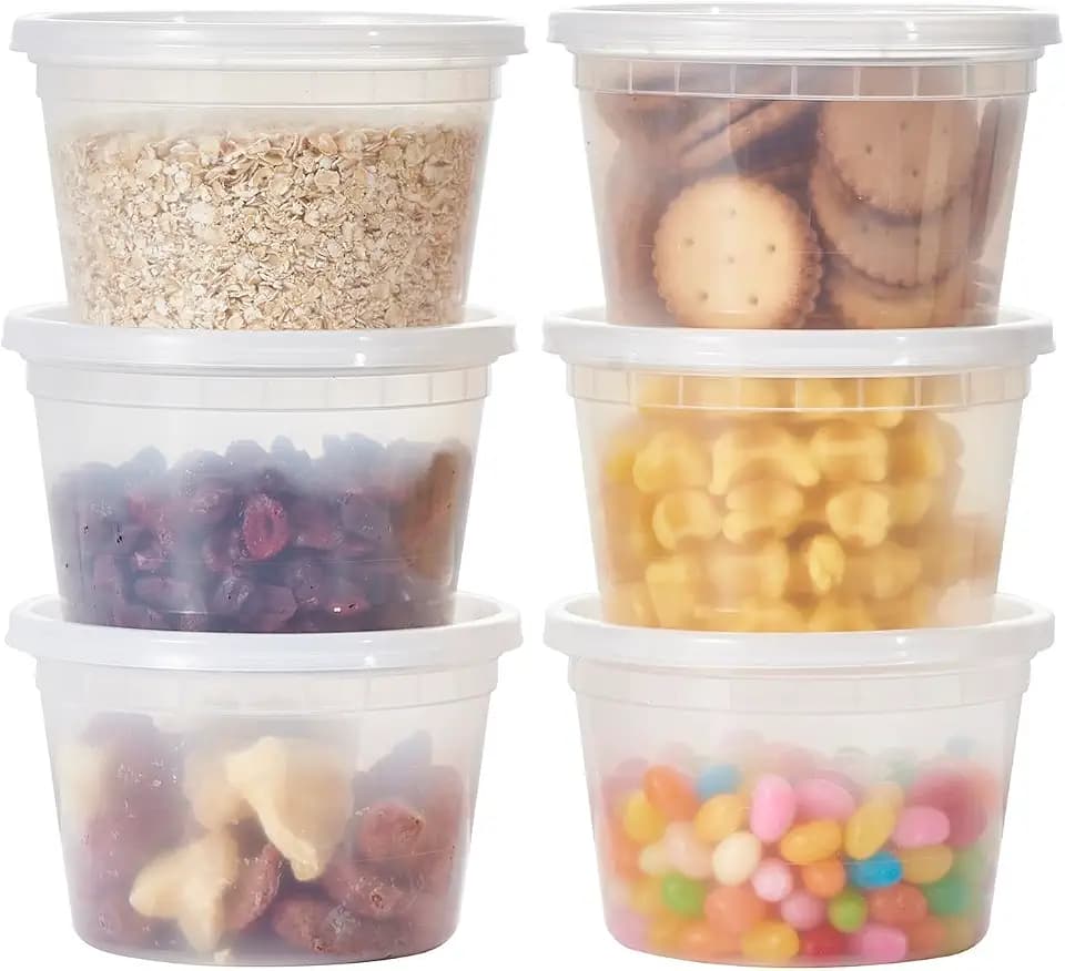 Jaluxing 16 oz. Plastic Deli Containers With Lids, 48 Sets - Leakproof, Stackable, BPA Free, Microwavable, Freezer Safe (Formerly FULING)
