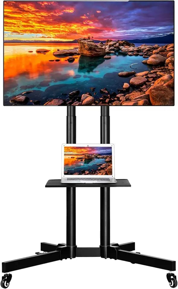 Yaheetech TV Ständer rollbar mobiler TV Bodenständer für 30-60 Zoll Schwarz
