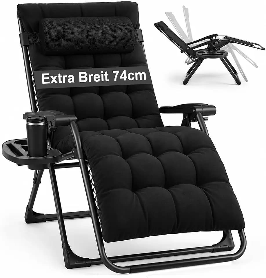 Sekey Extra Breit Sonnenliege, klappbarer Liegestuhl mit Matratze, 250 kg