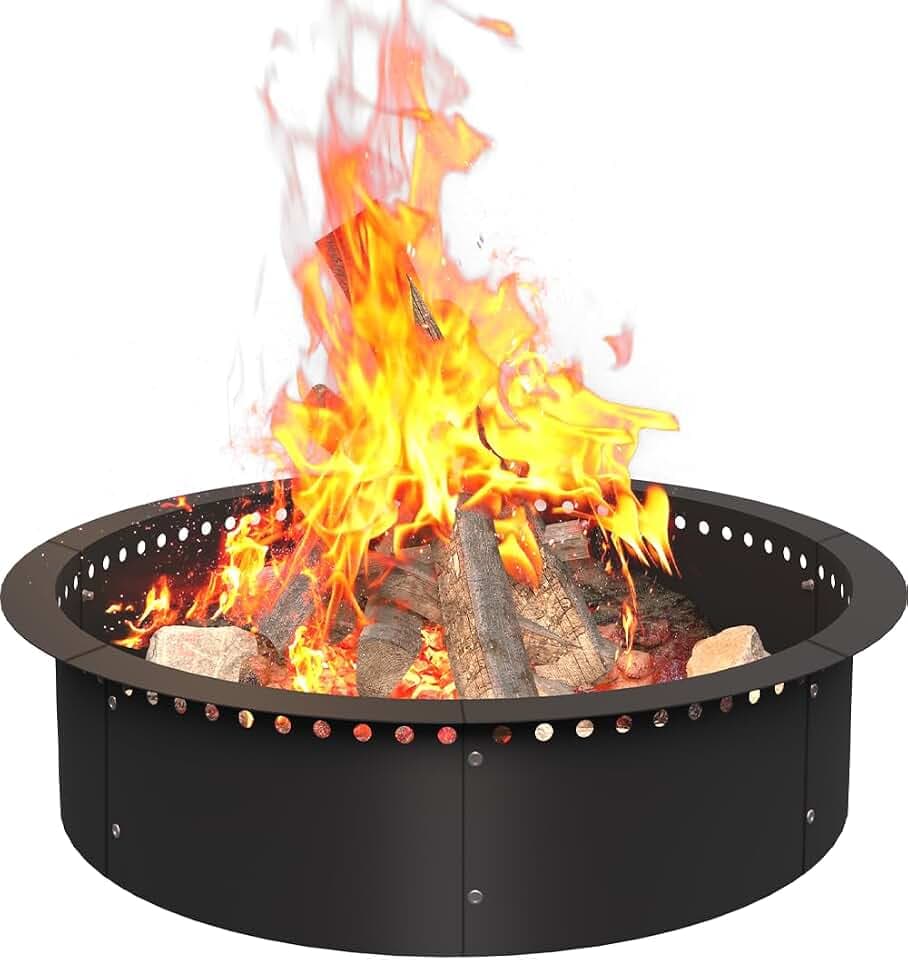 31 Inch Smokeless Fire Pit Ring Insert Firepit Kit Outdoor, Black