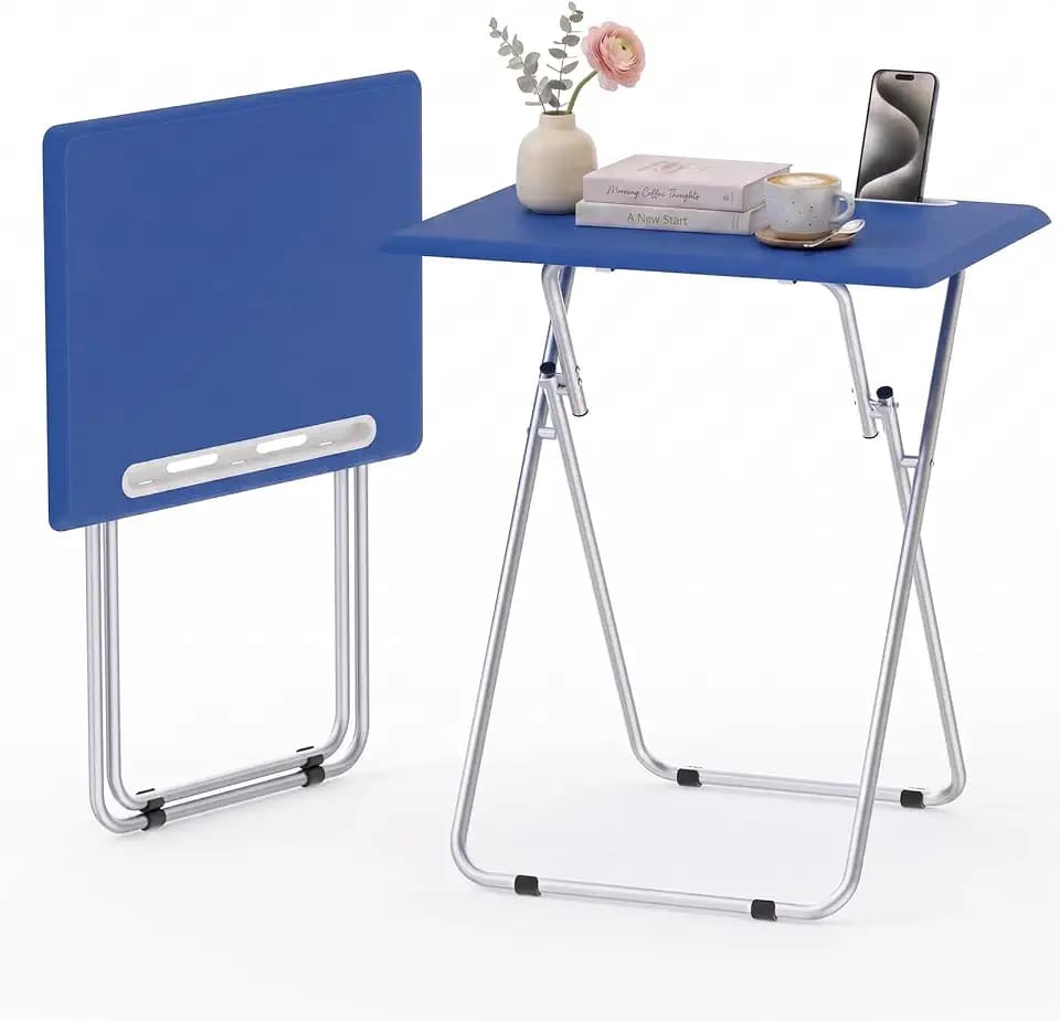 Garden 4 you TV Tray Set of 2, Folding TV Dinner Tray Table, Dark Blue