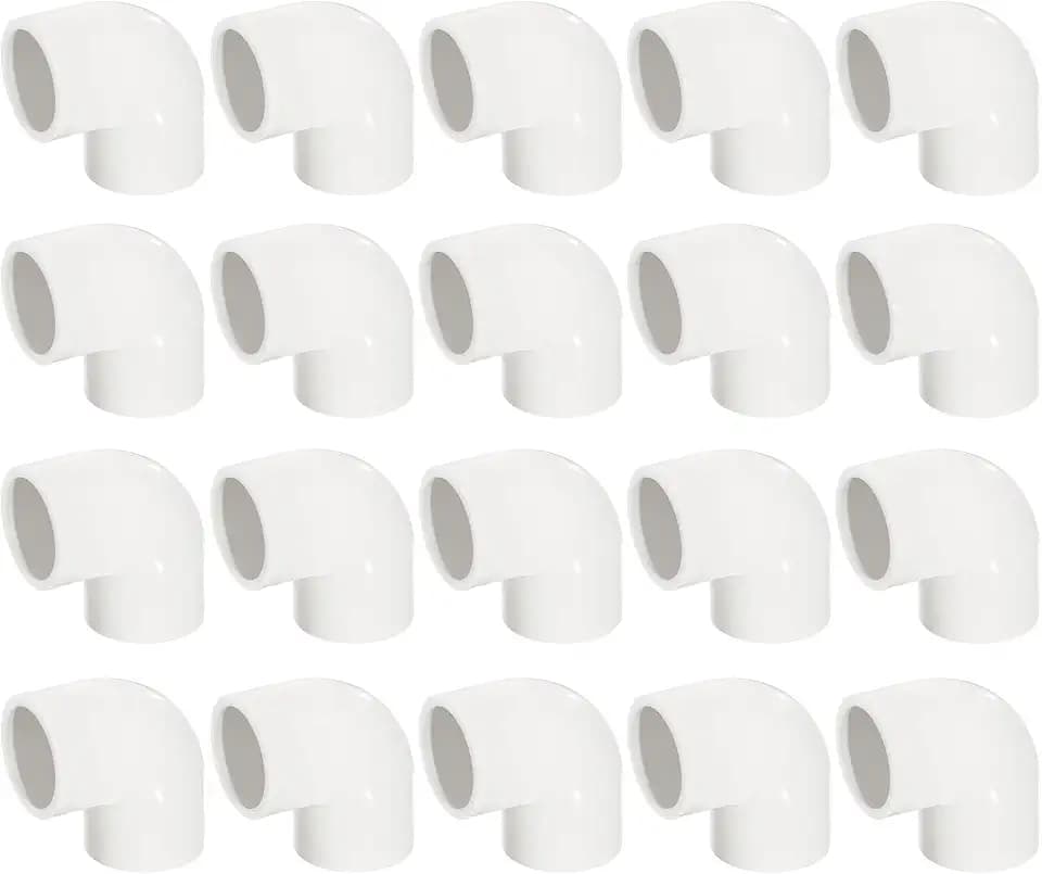 3/4 Inch PVC 90 Degree Elbow Fittings, Fits 1.050" OD SCH40 Pipe, 20 Pack
