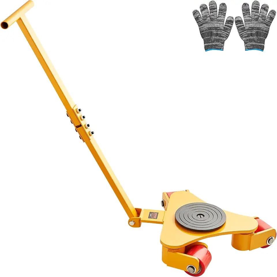 VEVOR Machinery Skate Dolly, 6614 LBS/3T Industrial Machinery Mover with Handle, Carbon Steel Machinery Moving Skate with 3 360° Swivel PU Wheels, 360° Rotation Non-Slip Cap for Warehouse, Workshop